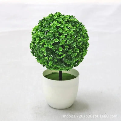 Artificial Plants Potted Green Bonsai Small Tree Grass Plants Pot Ornament Fake Flowers for Home Garden Decoration Wedding Party