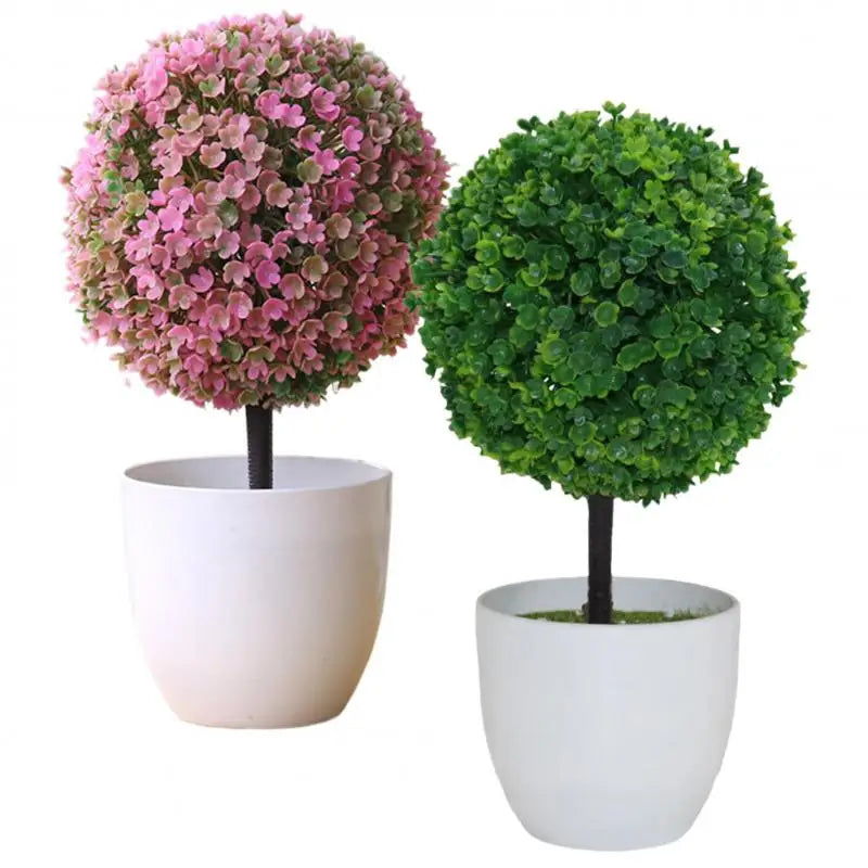 Artificial Plants Potted Green Bonsai Small Tree Grass Plants Pot Ornament Fake Flowers for Home Garden Decoration Wedding Party